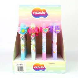 Zseléstoll radírozható, nyomógombos, tavaszi csecsebere 24 db/display Nebulo Zselés toll Nebulo
