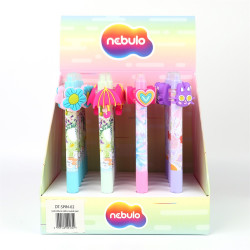 Zseléstoll radírozható, nyomógombos, tavaszi csecsebere 24 db/display Nebulo Zselés toll Nebulo