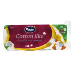Toalettpapír 3 rétegű kistekercses 100% cellulóz 10 tekercs/csomag Cotton Like Comfort Line Natural Boni Perfex fehér Toalettpapírok Perfex