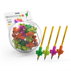 Ceruza markolat, fogássegítő, szilikon, neon, 72 db/display, Silka Ceruzafogó Silka