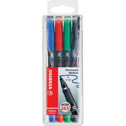 Alkoholos marker készlet 1mm, STABILO OHPen M, 4 klf. szín Permanent marker Stabilo