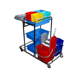 Takarítókocsi króm vázas 2 x 25 liter és 4 x 5 literes vödörrel KA917YK Takarító kocsi Uctem Plas