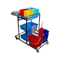 Takarítókocsi króm vázas 2 x 25 liter és 4 x 5 literes vödörrel KA917YK Takarító kocsi Uctem Plas