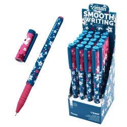 Golyóstoll kupakos, 0,7mm Vinson Flower A18 vegyes test displ 20 db/display Golyóstoll Vinson