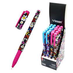 Golyóstoll kupakos, 0,7mm Vinson Flower Garden A24 vegyes test displ 20 db/display Golyóstoll Vinson