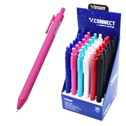 Golyóstoll nyomógombos 0,7mm Vinson Connect S1C vegyes test displ 36 db/display Golyóstoll Vinson