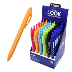 Golyóstoll nyomógombos 0,7mm Vinson Look 3202 vegyes test displ 36 db/display Golyóstoll Vinson