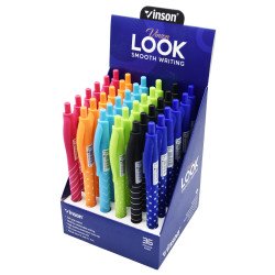 Golyóstoll nyomógombos 0,7mm Vinson Look 3202 vegyes test displ 36 db/display Golyóstoll Vinson