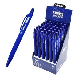 Golyóstoll nyomógombos 0,7mm Vinson Sunrise P12 kék test displ 36 db/display Golyóstoll Vinson