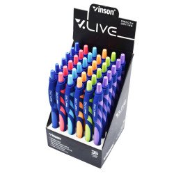 Golyóstoll nyomógombos gumírozott test Vinson Live F20 vegyes displ 36 db, írásszín kék Golyóstoll Vinson