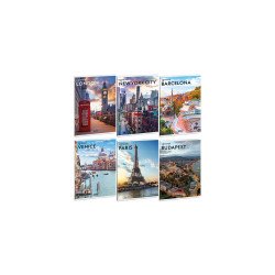 Füzet iskolai A4, 40lap, kockás Ars Una CITYSCAPE 10db/csomag Tűzött füzet Ars Una