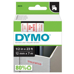 Feliratozógép szalag Dymo Letratag Dymo D1 S0720550/45015 12mmx7m, ORIGINAL, piros/fehér Nyomtató és feliratozó gép, kellékek Dymo