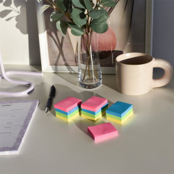 Jegyzettömb öntapadó, 38x51mm, 80lap, 12 tömb/csomag, Bluering® , pasztell Öntapadó jegyzettömb Bluering