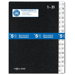 Előrendező 1-31 karton számozott nyitott Pagna fekete Aláírókönyv, előrendező Pagna