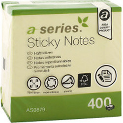 Jegyzettömb öntapadó 75x75mm 400lap A-Series sárga Öntapadó jegyzettömb A-series