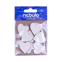 Dekor karton, mini szívek, 10 db/csomag, 8x12 cm, Nebulo Kreatív Nebulo