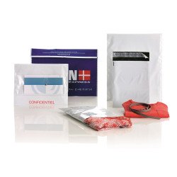 Futártasak A2, 430x600 + 50 mm. szilikonos záródás 100 db/csomag Coex Fehér/Fekete Tasak Coex