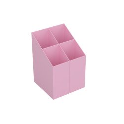 Írószertartó 4 rekeszes négyszögletű műanyag, Ico pasztell rózsaszín Írószertartó Ico