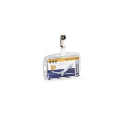 Biztonsági kártyatartó Durable 1 kártya számára, csipesszel, 25 db/csomag, áttetsző Névkitűző Durable