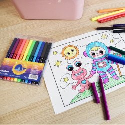 Rostirón kúpos végű filctoll készlet, vízbázisú, 1mm, Bluering®, 12 klf. szín, Tűfilc Bluering