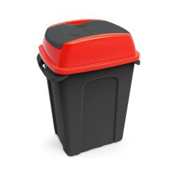 Szemetes kuka billenő fedéllel műanyag 70 literes HIPPO antracit/piros Papírkosár, szemetes Uctem Plas
