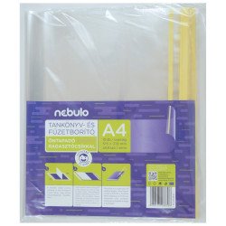 Tankönyvborító öntapadó, ragasztócsíkkal, A4 51,5x31cm, 10 ív/csomag, Nebulo, víztiszta Füzet, könyv borító Nebulo