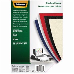 Hátlap, A4, 250 g, fényes, Fellowes® ChromoLux, 100 db/csomag, kék Kötészeti kellék Fellowes