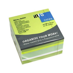 Jegyzettömb öntapadó, 75x75mm, 450lap, Info Notes intenzív zöld árnyalatok Öntapadó jegyzettömb Info Notes