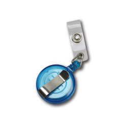 Névjegykitűzőhöz akasztós tartó, kék kihúzható kerek 60cm, zsinórral, patentos Bluering® Névkitűző Bluering