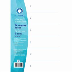 Elválasztólap, színes műanyag 6 részes Bluering® Elválasztó lap Bluering