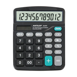 Számológép asztali 12 számjegy nagy, döntött kijelző Antilop A-837 Számológép Antilop