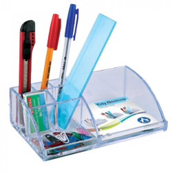 Írószertartó 7 rekeszes 180x110x55mm, műanyag, Bluering® víztiszta Írószertartó Bluering