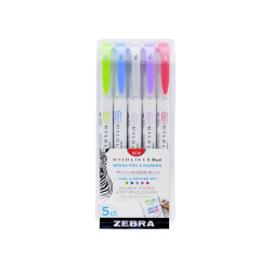 Ecsettoll készlet kétvégű  Zebra Mildliner Cool & Refined 5 különböző szín Permanent marker Zebra