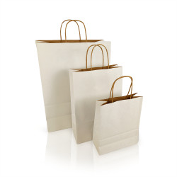 Sodrottfüles papírtáska 320x420mm 150mm talp L méret 200 db/doboz, fehér Papírzacskó , zsák h-Green