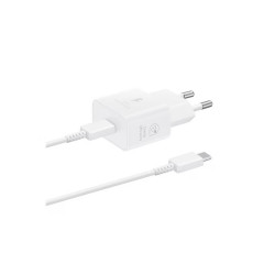 Töltő hálózati SAMSUNG Type-C aljzat (25W, GaN, PD gyorstöltő + Type-C kábel) fehér Telefontöltő, kábel Samsung