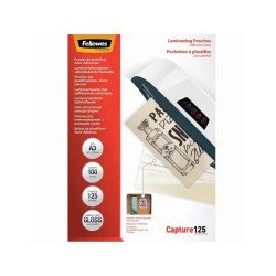 Lamináló fólia, A3, 125 micron, fényes, öntapadó hátlappal, 100 db/doboz, Fellowes® Kötészeti kellék Fellowes
