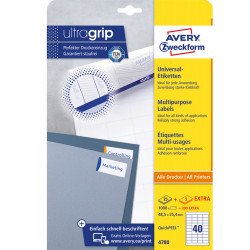 Etikett címke, 48,5 x25,4mm, univerzális, 40 címke/ív, 25 ív/doboz, Avery fehér Etikett - címke Avery