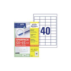 Etikett címke, 48,5x25,5mm, univerzális, 65 lap, 40 címke/lap Avery, fehér Etikett - címke Avery