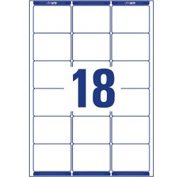 Etikett címke, 63,5 x46,6mm, 18 címke/ív, 100 ív/doboz, Avery fehér Etikett - címke Avery