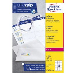 Etikett címke, 63,5 x46,6mm, 18 címke/ív, 100 ív/doboz, Avery fehér Etikett - címke Avery