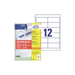 Etikett címke, 97x42,3mm, univerzális, 65 lap, 12 címke/lap Avery, fehér Etikett - címke Avery