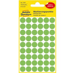 Etikett címke, o12mm, jelölésre, világos 54 címke/ív, 5 ív/doboz, Avery zöld Etikett - címke Avery