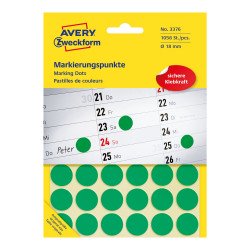 Etikett címke, o18mm, jelölésre, 24 címke/ív, 44 ív/doboz, Avery zöld Etikett - címke Avery