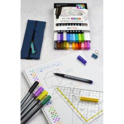 Rostirón, tűfilc készlet, 0,4 mm, Pentel Pointliner 12 klf. szín Tűfilc Pentel