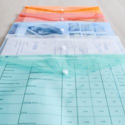 Irattartó tasak A4, PP patentos Bluering® transzparens kék Irattartó tasak, patentos Bluering