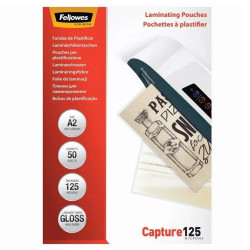 Lamináló fólia, A2, 125 mikron, fényes, 50 db/doboz, Fellowes® Kötészeti kellék Fellowes