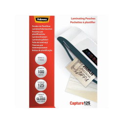 Lamináló fólia, 83x113mm, 125 mikron, fényes, 100 db/doboz, Fellowes® Kötészeti kellék Fellowes