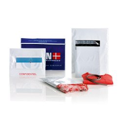 Futártasak C3+ 350x460 + 50 mm. szilikonos záródás 100 db/csomag Coex Fehér/Fekete Tasak Coex