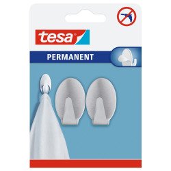 Akasztó, műanyag ovális, L méret, metál, 2 db Tesa Akasztók Tesa