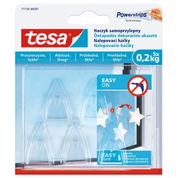 Akasztó öntapadós műanyag 0,2 kg teherbírású 5 darab/bliszter Tesa Powerstrips átlátszó Akasztók Tesa